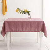 elvesmall 100% Stone-washed Linen Solid Color Table Cover,Natural Fabric Tablecloth,for Kitchen Dining Room Party Holiday Tabletop Decor