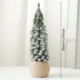 elvesmall Mini Christmas Tree Artificial Small Snow Pine Xmas Tree Decorations New Year Party Ornaments Gifts Home Table Decor