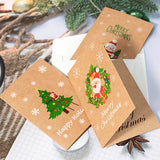 elvesmall 6/12pcs Vintage Merry Christmas Holiday Greeting Cards Kraft paper Gift Card with Envelope Sticker New Year Xmas Folding Card