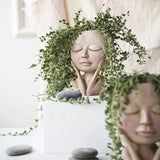 elvesmall Creative Face Flower Pot Head Planter Pot Succulent Planter Resin Art Statue Sculpture Potted Decorative Ornaments Vase