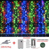 elvesmall LED Fairy String Lights Outdoor Waterproof Waterfall Street Garland Curtain Lights For Patio Christmas Wedding Party Decoration