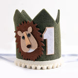 elvesmall  Jungle Safari Animal Lion One 1 Year Birthday Crown Headband Hat Happy Birthday Party decor Kids baby Shower 1st Birthday Party