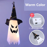 elvesmall LED Halloween Decoration Flashing Light Gypsophila Ghost Festival Dress Up Glowing Wizard Ghost Hat Lamp Decor Hanging Lantern