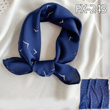 elvesmall Women Small Satin Silk Scarf Square Print Wrap Foulard Femme Handkerchief Bandana Neck Hair Skinny Tie Scarves Shawls