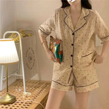 elvesmall  Polka Dot Sleepwear Women Pajama Sets Summer Pocket Piiama Sets for Women 2 Pieces Home Suit Korean Night Wears Pyjamas New