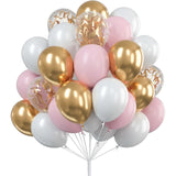 elvesmall 30Pcs 12 Inch Metallic Gold Balloons Pearl White Latex Balloons Gold Confetti Balloons for Birthday Weddings Party Decorations
