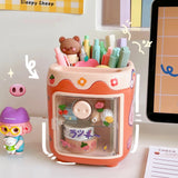 elvesmall Kawaii Pen Holder Desk Organizer Large Capacity Pencil Storage Box Cartoon School Office Stationery Supplies Pens Brush Stand