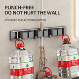 elvesmall Mop Broom Holder Hooks Bathroom Tools Storage Rack Duty Practical Clip Hook Organizers Space-saving Hanger Slots Mops Holder