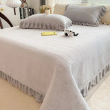 elvesmall  Winter Plush Luxury Bed Sheet Set Home Textiles Korean Simple Solid Colour Double Bedspread Pillowcase 3pcs Queen Bedding Set