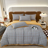 elvesmall Class A Mother Baby Grade Washed Cotton Linen Bedding Set,A/B Side,1 Duvet Cover  2 Pillowcases,Breathable Skin Friendly Soft