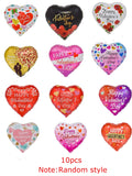 elvesmall 10pcs 18inch Happy Valentine's Day Heart Foil Balloons Helium Balloon Valentine's Day Party Decorations