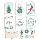elvesmall 6/12pcs Vintage Merry Christmas Holiday Greeting Cards Kraft paper Gift Card with Envelope Sticker New Year Xmas Folding Card