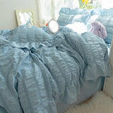 elvesmall Korean Lovely Princess Queen Bedding Set Kawaii Ruffles Comforter Bedding Sets Cute Girl Duvet Cover Set with Sheet Quilt Covers