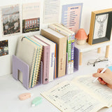 elvesmall Desktop Four Grid Bookshelf For Student Book Storage, Bookshelf For Office Documents File Bag For Books Stationery Storage