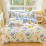 elvesmall Green Leaves Floral Duvet Cover Bedding Set 100% Cotton for Teen Girls Garden Botanical Comforter Cover for All Season Bedroom