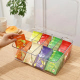 elvesmall Plastic Tea Bag Storage Box Stackable Transparent with Lid Storage Container Acrylic Organizer Coffee