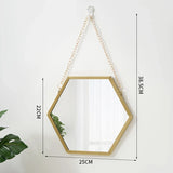 elvesmall Hexagon Shape Decorative Mirror Wall Decor Makeup Hanging Mirror Bathroom Cosmetic Mirror Bedroom Room Wall Decoration