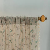 elvesmall Semi Blackout Curtains for Kitchen Living Room Bedroom Home Decoration Curtain Japanese Korean Style Cotton Linen Tassel Print