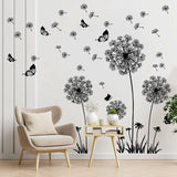 elvesmall Black Dandelion Wall Stickers Butterflies On The Wall Living Room Bedroom Glass Window Decoration Mural Art Home Decor Decals