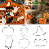 elvesmall 6pcs Halloween Cookie Cutter Mold Pumpkin Ghost Bat Biscuit Chocolate Molds Baking Cake Decorating Tool Halloween Party Supplies