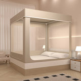 elvesmall Large Space Square Mosquito Net Blackout Privacy Bed Curtain Bed Tent 3 Doors Encrypted Mesh Anti-mosquito Bed Canopy with Frame