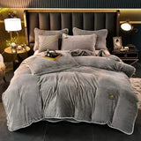 elvesmall Luxury Milk Velvet Ultra-thick Warm Bedding Set for Winter Warmth Skin-friendly Duvet Cover Set King Antistatic Quilt Cover Sets