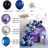 elvesmall Chrome Balloons Garland Arch Kit Disco Party Decoration with Metallic Purple Green Red Hot Pink Blue and Foil Disco Ball Balloon