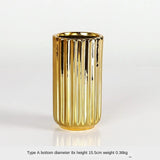 elvesmall  Simple electroplated striped gold solid color flower arrangement Ceramic vase Modern decoration vase home decoration ins