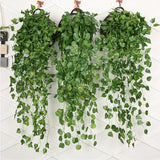 elvesmall 90CM Artificial Green Plant Hanging Ivy Leaf Seaweed Radish Artificial Flower Grapevine Home Garden Wall Fence Party Decoration