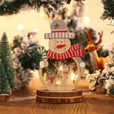 elvesmall  LED Luminous Santa Claus Snowman Wooden Ornament Christmas Decorations Xmas Desktop Glowing Gift Home Decoration Party Supplies