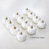 elvesmall Halloween Pumpkin Ornaments, Festive Atmosphere, Scene Decoration, Orange, Black, White, Green Pumpkin Ornaments