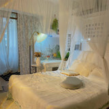 elvesmall  Palace Summer Mosquito Net Four Corner Open Queen Bed Mosquito Net Foldable Anti-mosquito Net Portable Outdoor Camping Tent
