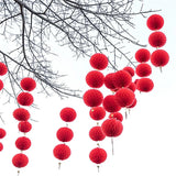 elvesmall  2Pcs Chinese Lanterns New Year Red Paper Lantern Honeycomb Hanging Lantern Hanging Decoration Wedding Party New Year Decorations