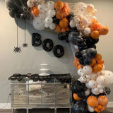 elvesmall 156Pcs Halloween Balloons Garland Kit Pumpkin Foil Ballon Double Stuffed Balloons Arch Kit 3D Scary Bat Decor Globos Decorations