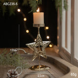 elvesmall Christmas Golden Wrought Iron Candlestick Star Elk Christmas Tree Candle Holder Merry Christmas New Year Table Decoration