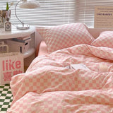 elvesmall Solid Color Bedding Set Duvet Cover Flat Sheet Pillowcases Home Textile Pillowcases For Adults Kids Simple Bed Linen