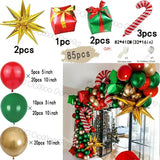 elvesmall Christmas Balloon Garland Arch Kit Red Green Lolipop Cone Star Foil Balloons New Year Christmas Party Decoration Supplies Gifts