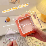 elvesmall Piggy Drawer Pen Holder Girl Heart Student Multifunctional Storage Office Stationery Rreative  Cartoon Multi Grid Cute