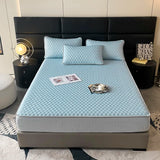 elvesmall  -  Simple Thicken Latex Summer Mat for Bed High-quality Cool Feeling Fabric Fitted Bed Sheet Set Queen Breathable Ice Silk Bed Mats
