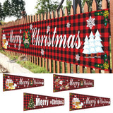 elvesmall  Large Merry Christmas Banner Red Plaid Yard Christmas Banner Christmas Decorations for Outdoor Indoor Xmas Party Decor 296x48cm