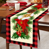 elvesmall Merry Christmas Red Black Grid Snowflake Table Runner Christmas Decoration For Home  Navidad Natal Xmas Tablecloth New Year