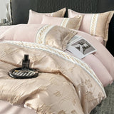 elvesmall Bedding Set French Style Princess 2024 New Thickened Washed Cotton Relief Embroidery Queen King Size High Quality Duvet Cover