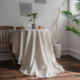 elvesmall Vintage Ruffled Tablecloth Stain Resistant Wrinkle Washable Tablecloth Table Buffet Party and Camping Decorative Tablecloth