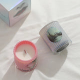elvesmall 6.35OZ Luxury Decoration Candle Scented Candle In Glass Jar Unique Stripe Large Aromatic Candle for Wedding Roman Decoration