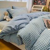 elvesmall  Professional Checkered Retro Grid Comforter Bedding Sets Cotton Bedding Set Bedding Jacquard King Linen Bed Duvet Cover Size