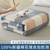 elvesmall Japanese-style Plaid Spring Summer Quilt 100% Cotton Filling Skin Friendly Quilted Queen Quilts Breathable Double Blanket Summer
