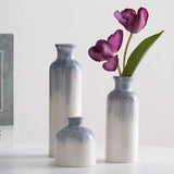 elvesmall  Hand-painted Blue simple ins Style Ceramic vase Dried Flower Flower vase Living Room Home Decoration Room Decoration