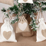 elvesmall 10Pcs Natural Linen Burlap Bag Heart Jute Drawstring Candy Gifts Packaging Bags For Wedding Birthday Party Decor Jewelry Pouches