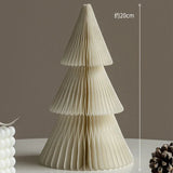 elvesmall Green Origami Mini Christmas Tree Tabletop Ornaments Red Paper Xmas Tree Gifts For Christmas Home Party Scene Decoration Props