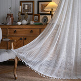 elvesmall Curtains for Home Decoratation American Style White Crochet Hollow Tassel Blackout Bedroom Kitchen Living Room Window Curtain